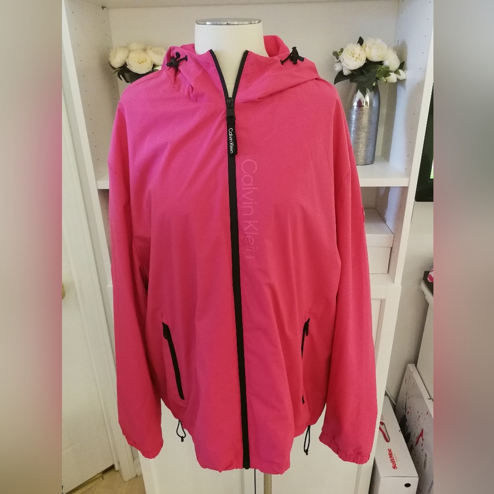 New Calvin Klein XXL Barbie Pink Water Resistant Lightweight Spring Jacket